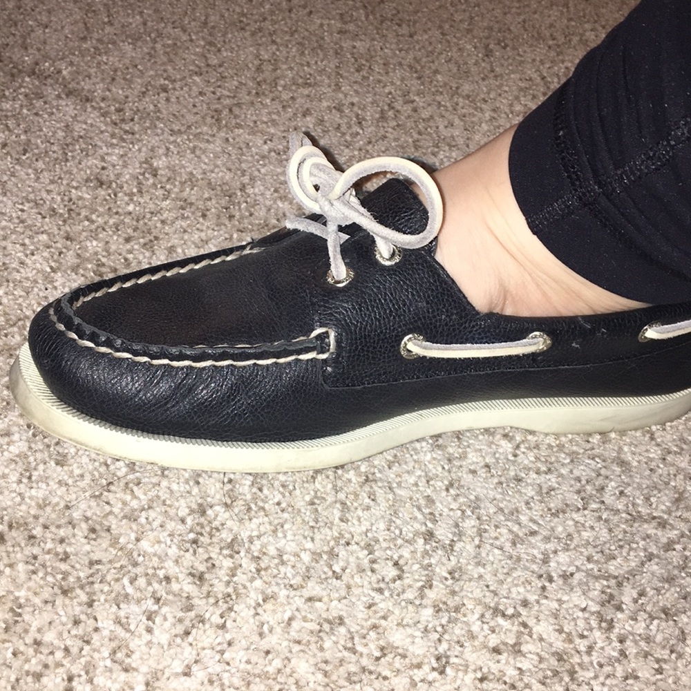 Black Sperry with White Trimming